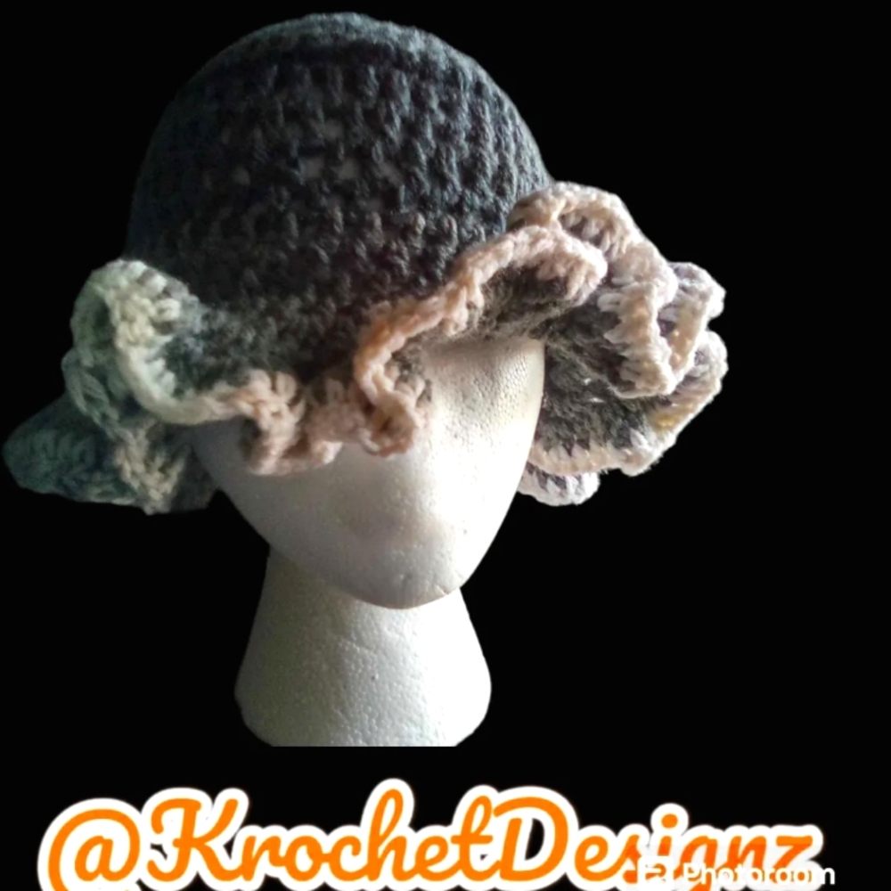 Ruffle crochet bucket hat